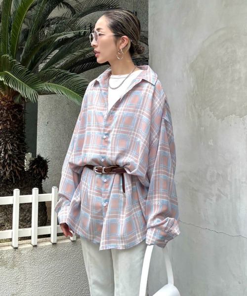 ブラウス シャツ WHITELAND/ホワイトランド/CHIFFON CHECK SHIRTS レディース メンズ WHITELAND/ホワイトランド/CHIFFON CHECK SHIRTS（シャツ