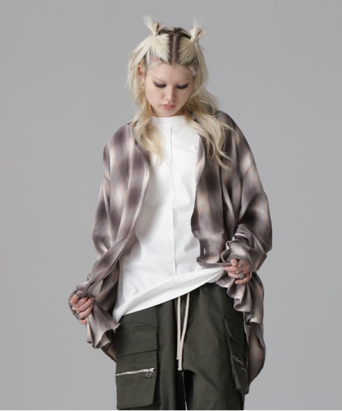 WHITELAND(ホワイトランド)の「WHITELAND/ホワイトランド/CHIFFON CHECK SHIRTS(シャツ/ブラウス・レディース・ピンク/ブルー/モスグリーン・F)」の5枚目の写真