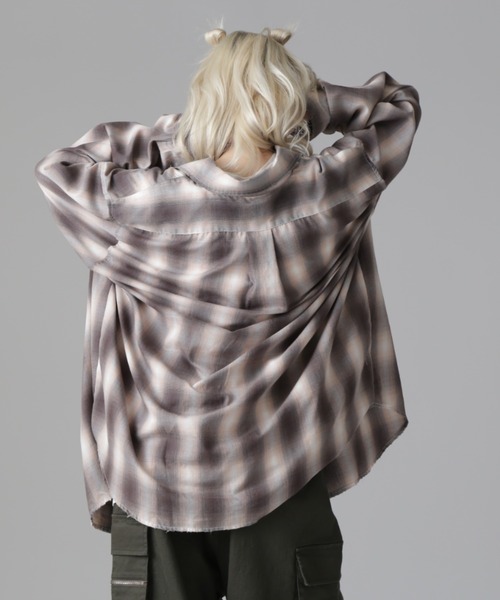 WHITELAND(ホワイトランド)の「WHITELAND/ホワイトランド/CHIFFON CHECK SHIRTS(シャツ/ブラウス・レディース・ピンク/ブルー/モスグリーン・F)」の9枚目の写真