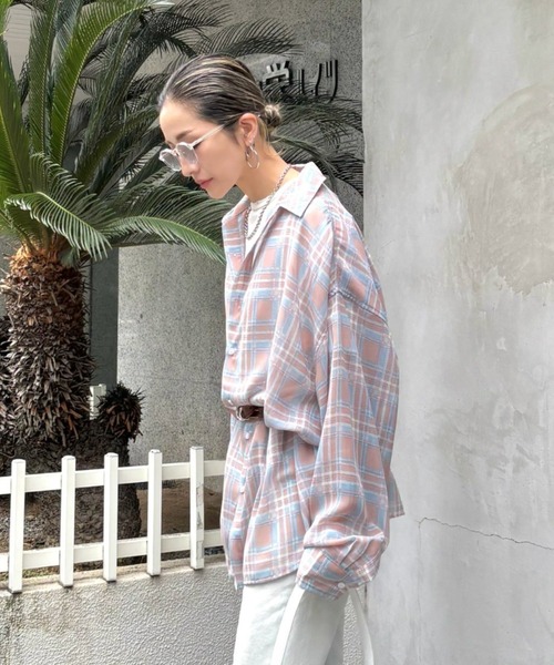 ブラウス シャツ WHITELAND/ホワイトランド/CHIFFON CHECK SHIRTS レディース メンズ WHITELAND/ホワイトランド/CHIFFON CHECK SHIRTS（シャツ