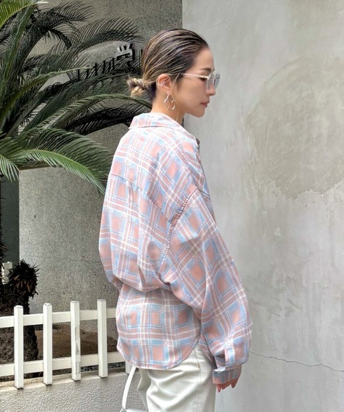 ブラウス シャツ WHITELAND/ホワイトランド/CHIFFON CHECK SHIRTS レディース メンズ WHITELAND シャツ WHITELAND/ホワイトランド/CHIFFON CHECK