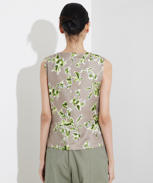 qualite（カリテ）の「ブッチャーフラワーノースリーブ/夏服/ベスト/花柄（シャツ/ブラウス・レディース・モカ・フリー）」の5枚目の写真