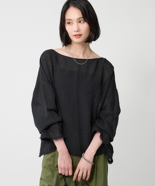 BABYLONE（バビロン）の「メッシュボートネックプルオーバー（ニット/セーター・レディース・ホワイト/ブラウン/ブラック・フリー）」の4枚目の写真