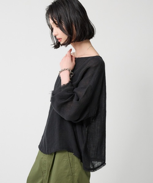 BABYLONE（バビロン）の「メッシュボートネックプルオーバー（ニット/セーター・レディース・ホワイト/ブラウン/ブラック・フリー）」の5枚目の写真