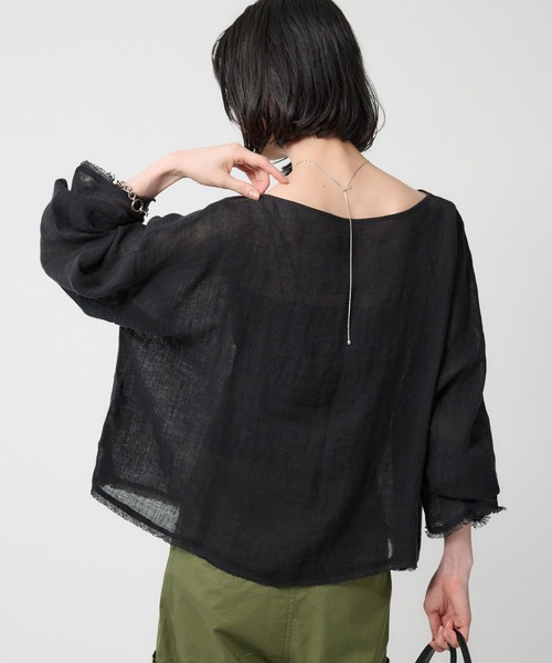 BABYLONE（バビロン）の「メッシュボートネックプルオーバー（ニット/セーター・レディース・ホワイト/ブラウン/ブラック・フリー）」の6枚目の写真