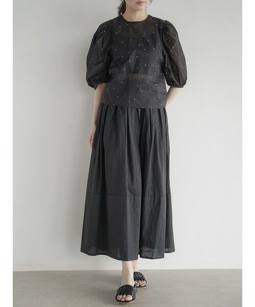 FIKA.(フィーカ)の「Cotton gathered skirt(スカート・レディース・アイボリー/ブラック・MEDIUM)」の6枚目の写真