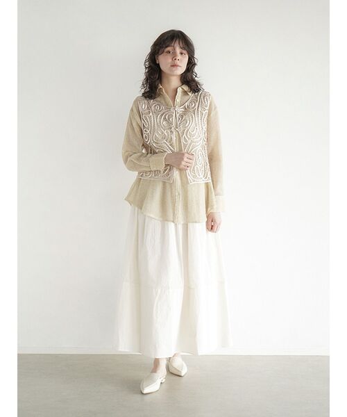 FIKA.(フィーカ)の「Cotton gathered skirt(スカート・レディース・アイボリー/ブラック・MEDIUM)」の14枚目の写真