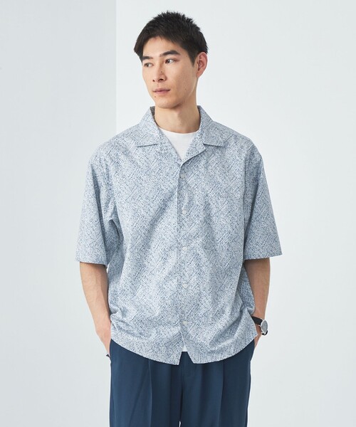 green label relaxing(グリーンレーベルリラクシング)の「MULHOUSE オープンカラーシャツ(シャツ/ブラウス・メンズ・ブラック/コバルトブルー/ダークブラウン・XL/L/M/S)」の3枚目の写真