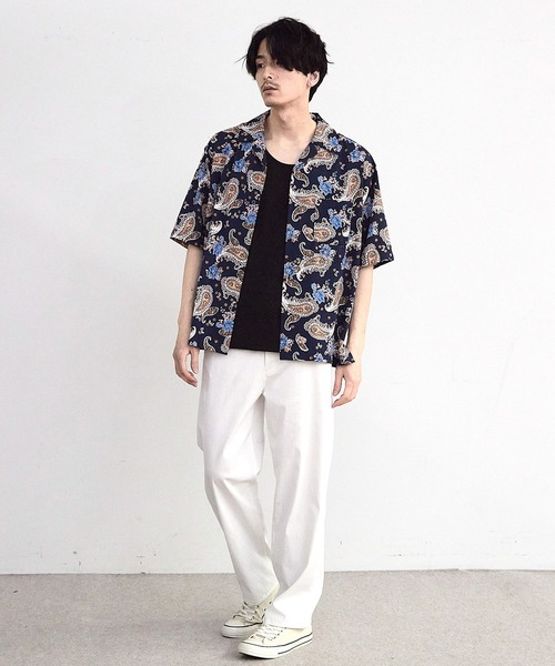 RATTLE TRAP(ラトルトラップ)の「ペイズリープリンオープンカラー半袖シャツ(シャツ/ブラウス・メンズ・ネイビー/サックスブルー・M/L)」の3枚目の写真