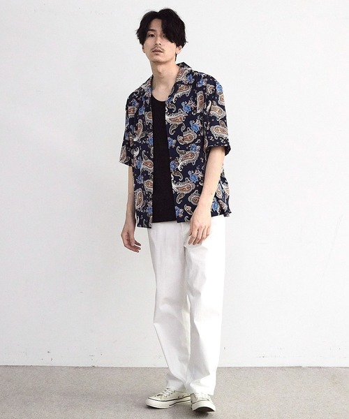 RATTLE TRAP(ラトルトラップ)の「ペイズリープリンオープンカラー半袖シャツ(シャツ/ブラウス・メンズ・ネイビー/サックスブルー・M/L)」の5枚目の写真