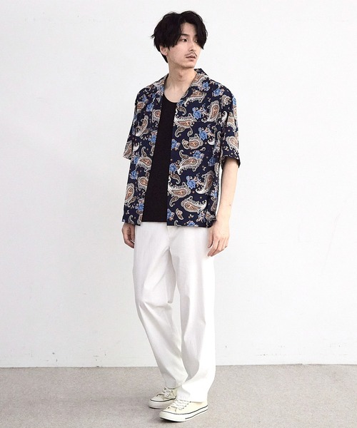 RATTLE TRAP(ラトルトラップ)の「ペイズリープリンオープンカラー半袖シャツ(シャツ/ブラウス・メンズ・ネイビー/サックスブルー・M/L)」の6枚目の写真