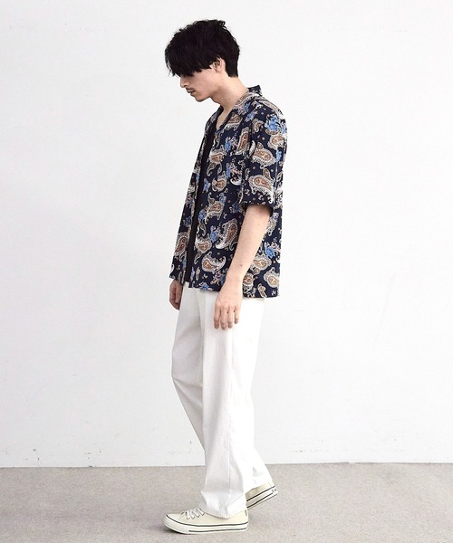 RATTLE TRAP(ラトルトラップ)の「ペイズリープリンオープンカラー半袖シャツ(シャツ/ブラウス・メンズ・ネイビー/サックスブルー・M/L)」の7枚目の写真