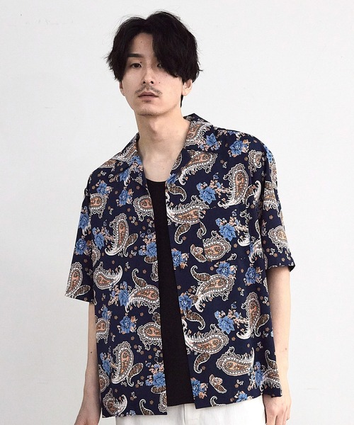 RATTLE TRAP(ラトルトラップ)の「ペイズリープリンオープンカラー半袖シャツ(シャツ/ブラウス・メンズ・ネイビー/サックスブルー・M/L)」の9枚目の写真