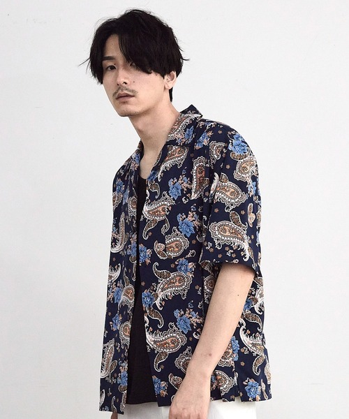 RATTLE TRAP(ラトルトラップ)の「ペイズリープリンオープンカラー半袖シャツ(シャツ/ブラウス・メンズ・ネイビー/サックスブルー・M/L)」の10枚目の写真