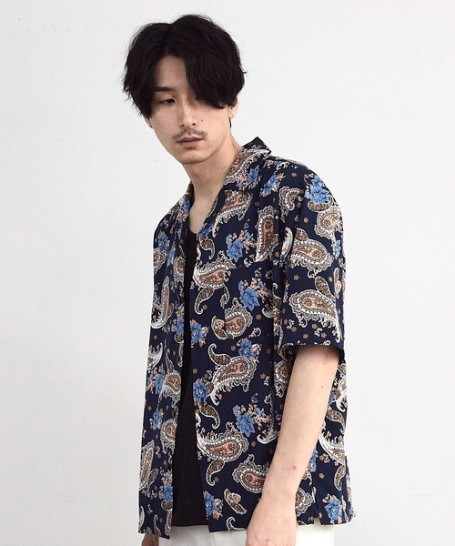 RATTLE TRAP(ラトルトラップ)の「ペイズリープリンオープンカラー半袖シャツ(シャツ/ブラウス・メンズ・ネイビー/サックスブルー・M/L)」の11枚目の写真