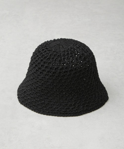 NANO universe（ナノユニバース）の「透かし編みサーモハット（ハット・レディース・ブラック/ベージュ・FREE）」の5枚目の写真