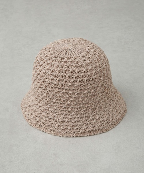 NANO universe（ナノユニバース）の「透かし編みサーモハット（ハット・レディース・ブラック/ベージュ・FREE）」の3枚目の写真