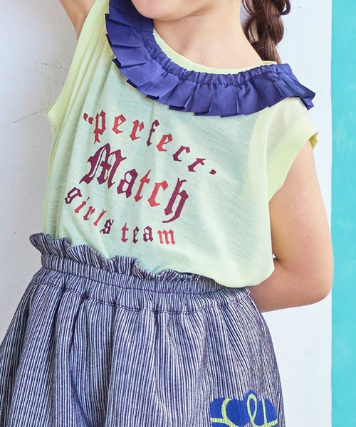 MARKEY'S（マーキーズ）の「梨地プリーツカラータンクトップ（タンクトップ・キッズ・オフホワイト/イエロー/チャコール・90/100/110/120/130/140/150）」の5枚目の写真