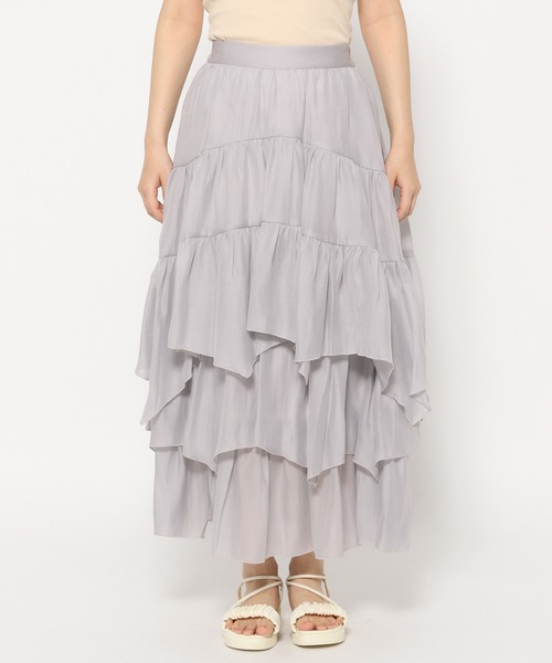mysty woman（ミスティウーマン）の「アシメランダムギャザースカート 497382（スカート・レディース・アイボリー/ブラック/ブルー系その他・FREE）」の9枚目の写真