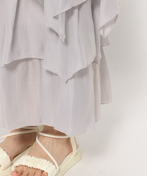 mysty woman（ミスティウーマン）の「アシメランダムギャザースカート 497382（スカート・レディース・アイボリー/ブラック/ブルー系その他・FREE）」の14枚目の写真