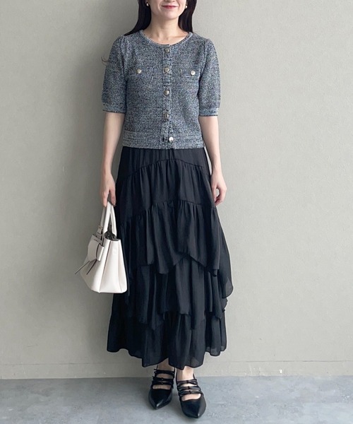 mysty woman（ミスティウーマン）の「アシメランダムギャザースカート 497382（スカート・レディース・アイボリー/ブラック/ブルー系その他・FREE）」の22枚目の写真