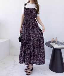 clear | 肩リボン花柄キャミワンピース[大人フェミニン スタイルアップ]≪2025SS新作≫(ワンピース)