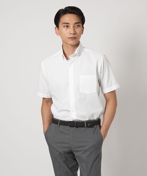 green label relaxing(グリーンレーベルリラクシング)の「Pラッカン ソリッド スタンダード スナップ ボタンダウン シャツ -イージーアイロン・吸水速乾-(ビジネスシャツ・メンズ・ネイビー/ホワイト/ライトブルー・XL/L/M/S)」の2枚目の写真