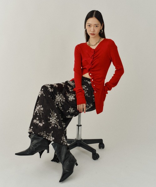 yae（ヤエ）の「Everyday slim fit frills cardigan/エブリデイスリムフィットフリルカーディガン（カーディガン/ボレロ・レディース・ピンク/ネイビー/レッド・FREE）」の6枚目の写真