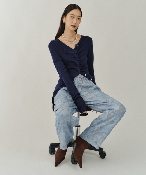 yae（ヤエ）の「Everyday slim fit frills cardigan/エブリデイスリムフィットフリルカーディガン（カーディガン/ボレロ・レディース・ピンク/ネイビー/レッド・FREE）」の9枚目の写真