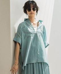 ラフィーネクロスハーフジップブラウス≪手洗い可能 / セットアップ対応≫