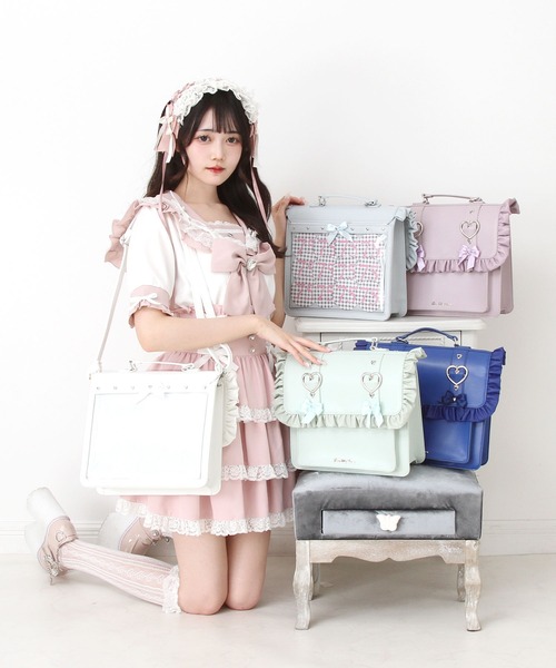 DearMyLove（ディアマイラブ）の「ときめきハートフリルショルダー痛バッグ（ショルダーバッグ・レディース・ホワイト/レッド/イエロー/オレンジ/ラベンダー/ミント/ベビーピンク/サックスブルー/ブラック/ブルー・FREE）」の11枚目の写真