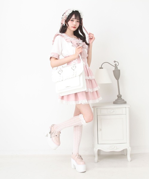 DearMyLove（ディアマイラブ）の「ときめきハートフリルショルダー痛バッグ（ショルダーバッグ・レディース・ホワイト/レッド/イエロー/オレンジ/ラベンダー/ミント/ベビーピンク/サックスブルー/ブラック/ブルー・FREE）」の18枚目の写真