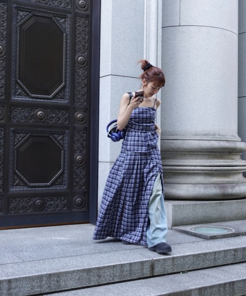 TEEN BOOP（ティーンブープ）の「チェックギャザーキャミ（シャツ/ブラウス・レディース・ネイビー/レッド・FREE）」の9枚目の写真