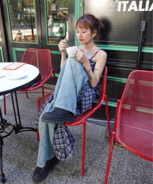 TEEN BOOP（ティーンブープ）の「チェックギャザーキャミ（シャツ/ブラウス・レディース・ネイビー/レッド・FREE）」の4枚目の写真