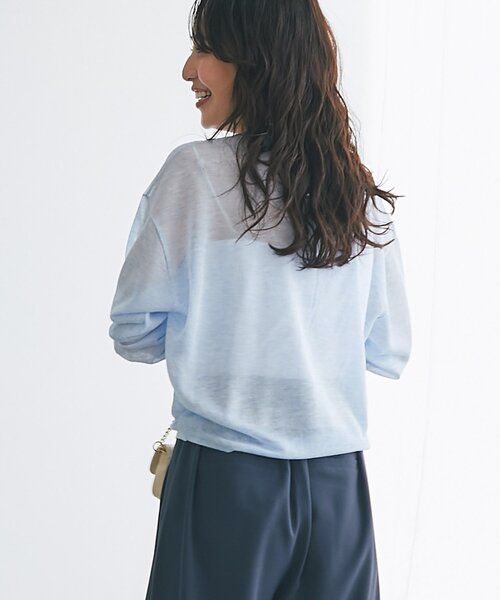 La boutique BonBon(ラブティックボンボン)の「【さらっとした着心地】シアーポケット付きカーディガン(カーディガン/ボレロ・レディース・オフホワイト/サックスブルー/ライトグレー/イエロー・FREE)」の11枚目の写真