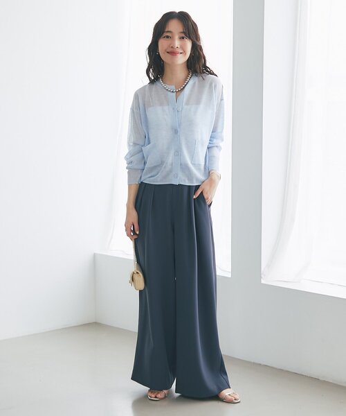 La boutique BonBon(ラブティックボンボン)の「【さらっとした着心地】シアーポケット付きカーディガン(カーディガン/ボレロ・レディース・オフホワイト/サックスブルー/ライトグレー/イエロー・FREE)」の12枚目の写真