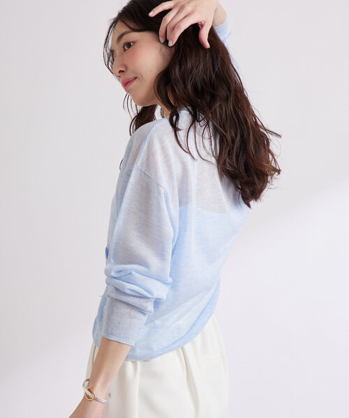 La boutique BonBon(ラブティックボンボン)の「【さらっとした着心地】シアーポケット付きカーディガン(カーディガン/ボレロ・レディース・オフホワイト/サックスブルー/ライトグレー/イエロー・FREE)」の17枚目の写真