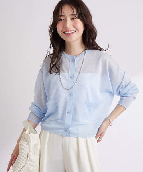 La boutique BonBon(ラブティックボンボン)の「【さらっとした着心地】シアーポケット付きカーディガン(カーディガン/ボレロ・レディース・オフホワイト/サックスブルー/ライトグレー/イエロー・FREE)」の20枚目の写真