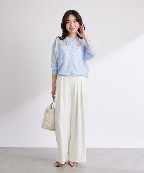 La boutique BonBon(ラブティックボンボン)の「【さらっとした着心地】シアーポケット付きカーディガン(カーディガン/ボレロ・レディース・オフホワイト/サックスブルー/ライトグレー/イエロー・FREE)」の21枚目の写真