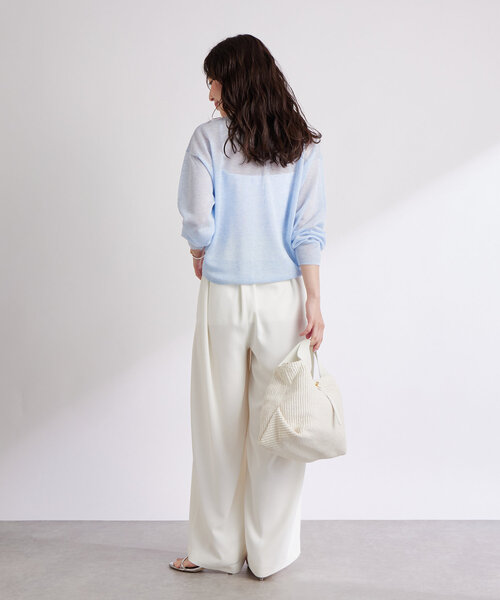 La boutique BonBon(ラブティックボンボン)の「【さらっとした着心地】シアーポケット付きカーディガン(カーディガン/ボレロ・レディース・オフホワイト/サックスブルー/ライトグレー/イエロー・FREE)」の5枚目の写真