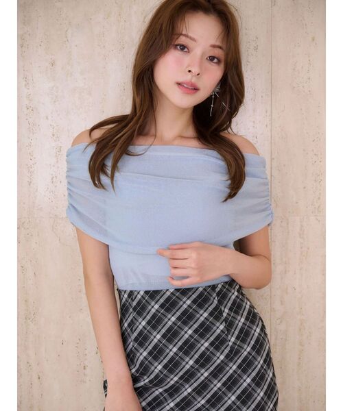 MERCURYDUO（マーキュリーデュオ）の「ドレープオフショルコンパクトニット（ニット/セーター・レディース・ホワイト/ライトブルー/チャコールグレー・FREE）」の20枚目の写真