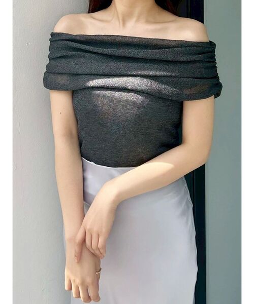 MERCURYDUO（マーキュリーデュオ）の「ドレープオフショルコンパクトニット（ニット/セーター・レディース・ホワイト/ライトブルー/チャコールグレー・FREE）」の9枚目の写真