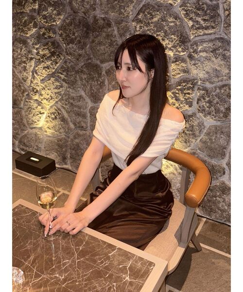 MERCURYDUO（マーキュリーデュオ）の「ドレープオフショルコンパクトニット（ニット/セーター・レディース・ホワイト/ライトブルー/チャコールグレー・FREE）」の11枚目の写真