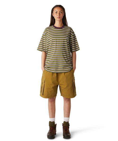 関税込み♪【HUF】Apollo ストライプ ロゴ★半袖 ニット Tシャツ APOLLO STRIPED KNIT BOXY / HUF ストライプ ボーダー Tシャツ