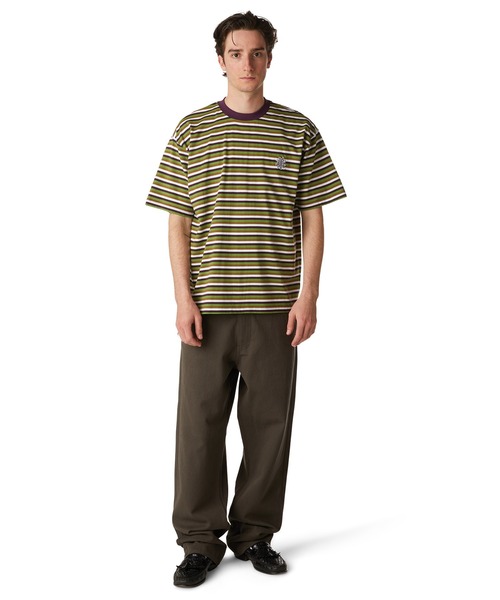 関税込み♪【HUF】Apollo ストライプ ロゴ★半袖 ニット Tシャツ APOLLO STRIPED KNIT BOXY / HUF ストライプ ボーダー Tシャツ