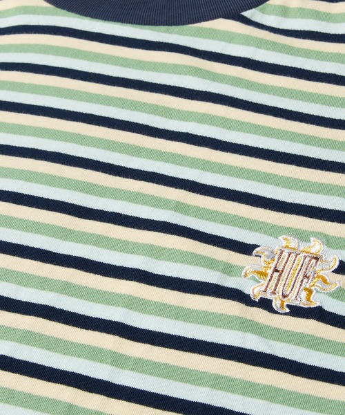 関税込み♪【HUF】Apollo ストライプ ロゴ★半袖 ニット Tシャツ APOLLO STRIPED KNIT BOXY / HUF ストライプ ボーダー Tシャツ