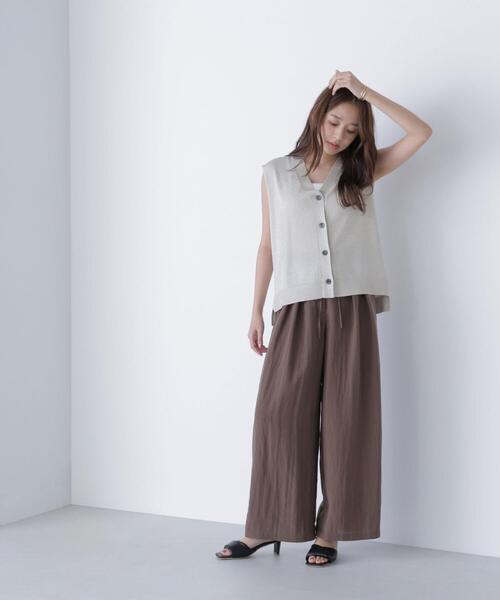 NATURAL BEAUTY BASIC(ナチュラルビューティーベーシック)の「◇リボンベルトリラクシータックパンツ(その他パンツ・レディース・ベージュ/ブラウン・MEDIUM/P/S/SMALL)」の4枚目の写真