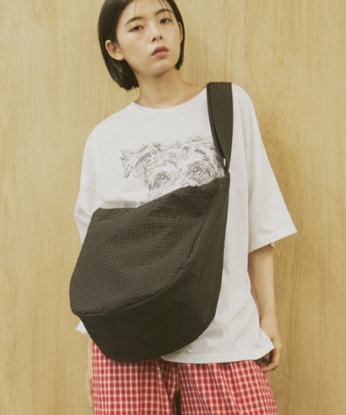 グリッドチェックビッグショルダーバッグ（ショルダーバッグ