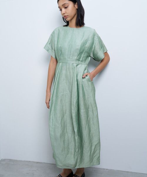【フォロー割引適用】LANVIN PARIS フランス製 リネン混 ワンピース リネンカールマイヤーワンピース|LANVIN en Bleu | LANVIN en