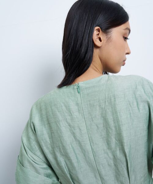 LANVIN en Bleu（ランバンオンブルー）の「リネンカールマイヤーワンピース（ワンピース・レディース・ブラック/グリーン/オレンジ・36/38）」の8枚目の写真